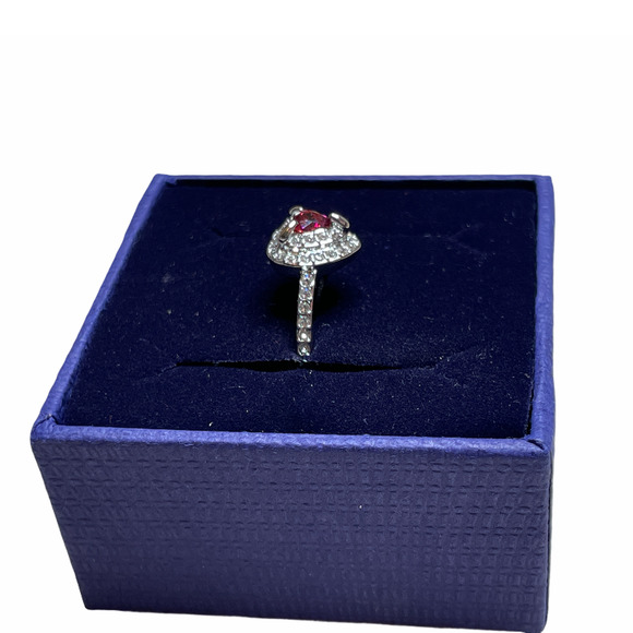 Swarovski One Ring Heart Red Rhodium Plated  7 - Picture 7 of 12